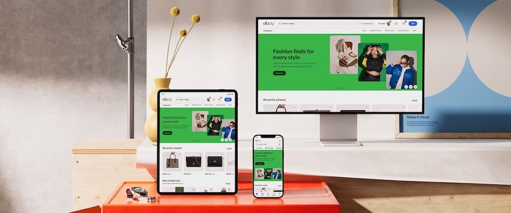 eBay Evo UI showcased across multiple devices